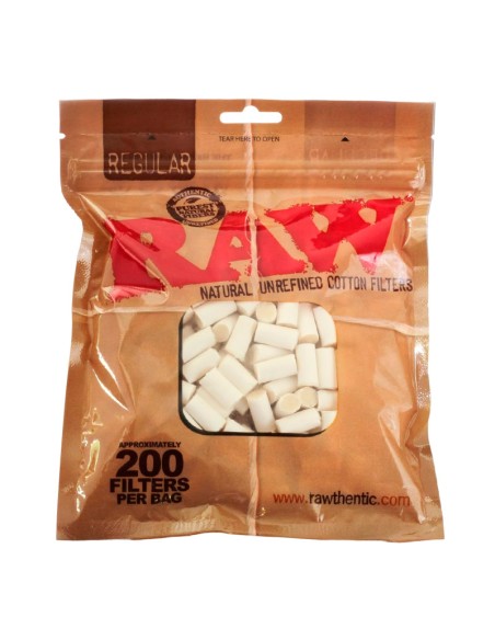 filtros raw slim algodón 200 unidades - caja 30 bolsas