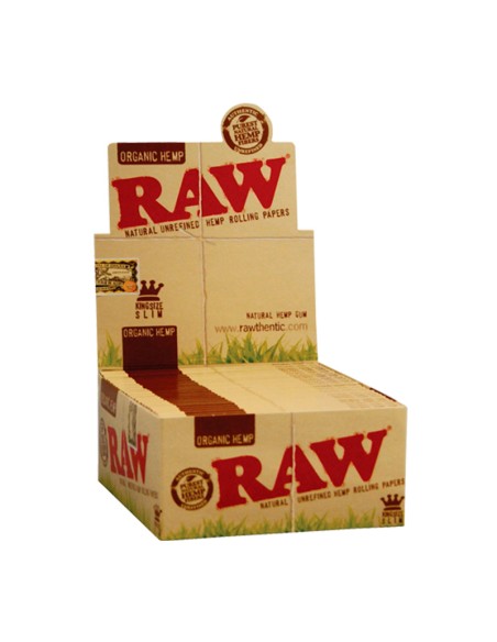papel raw organic king size slim - display 50 unidades