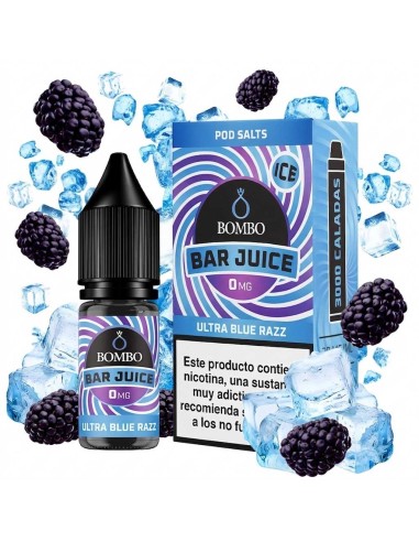 Bombo Bar Juice Ultra Blue Razz Ice - Sales de Nicotina 10 ml