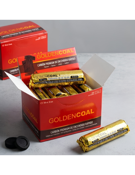 CARBÓN CACHIMBA AUTOENCENDIDO GOLDEN COAL - 33 MM