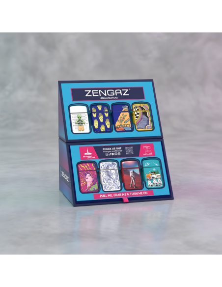 EXPOSITOR 16 ENCENDEDORES ZENGAZ ROYAL JET MINI CUBE S3